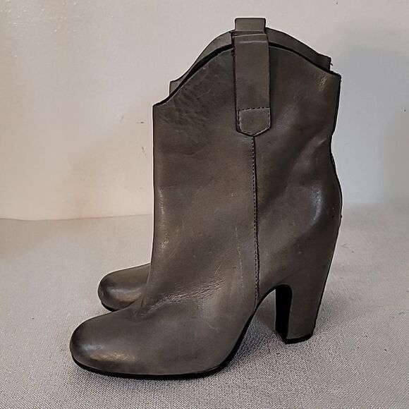 KORK EASE SHOES LENA BOOT WESTERN STYLE HEELED BOOTIES GRAY LEATHER - Picture 1 of 7
